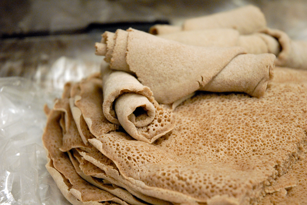 Injera - Ethiopian bread that is used to eat the food with the hands. Photo: Wendy Goodfriend
