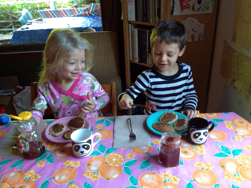 Children eating a gluten-free pancake breakfast. Photo: Dara Thompson