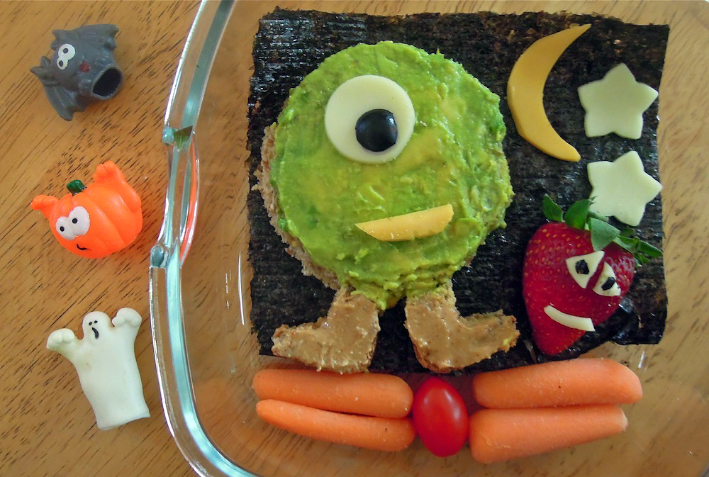 Avocado monster with cheese accents. Photo + Bento: Anna Mindess