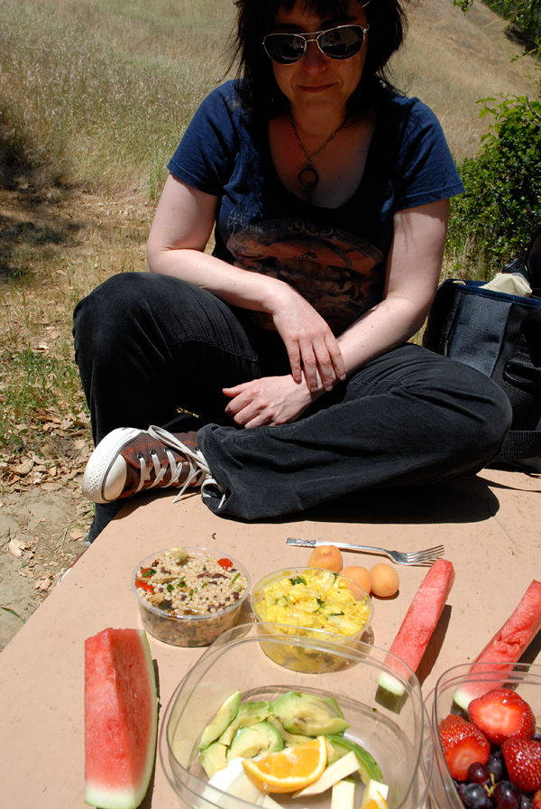 Rachael Myrow contemplates lunch at the Mindful Eating retreat at Spirit Rock. Photo: Wendy Goodfriend