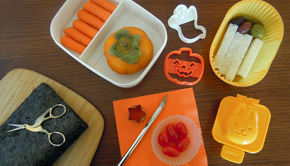 Optional tools include an Exacto knife, cookie cutters, egg mold and containers. Photo + Bento: Anna Mindess