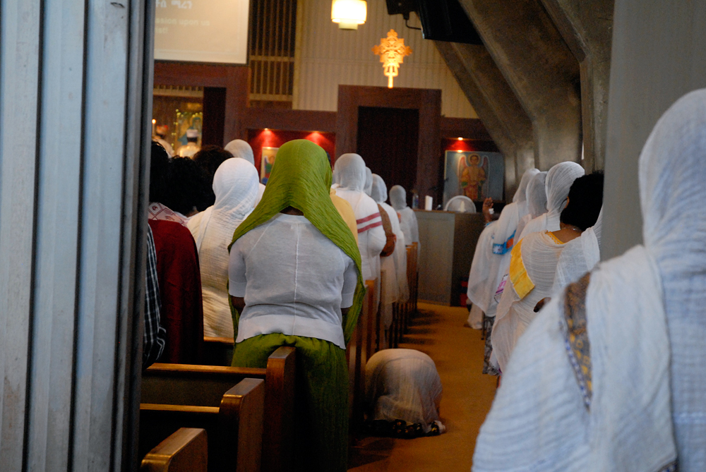 Women worshipping inside the church. Photo: Wendy Goodfriend