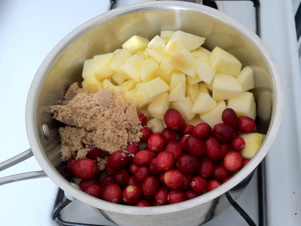 Cranberries add festive tartness to traditional applesauce. Photo: Kate Williams