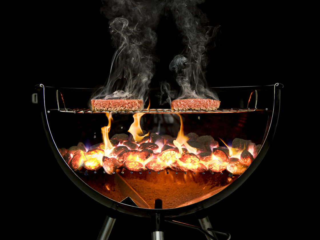 To capture the magic of grilling, the team at The Cooking Lab sawed a Weber grill in half and then combined 30 photographs together. Photo: Ryan Matthew Smith/Courtesy of The Cooking Lab