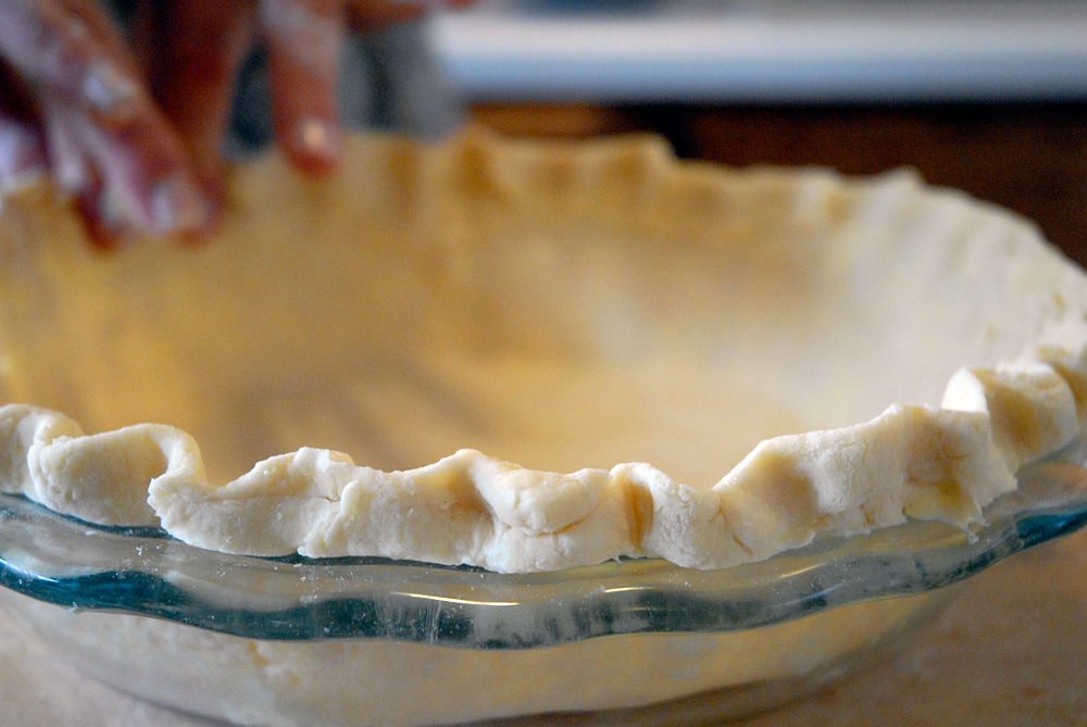 Crimping the pie dough. Photo: Wendy Goodfriend