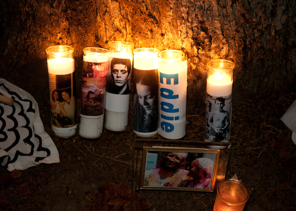 Candlelight memorial for Eddie, Lou Reed and others. Photo: Naomi Fiss