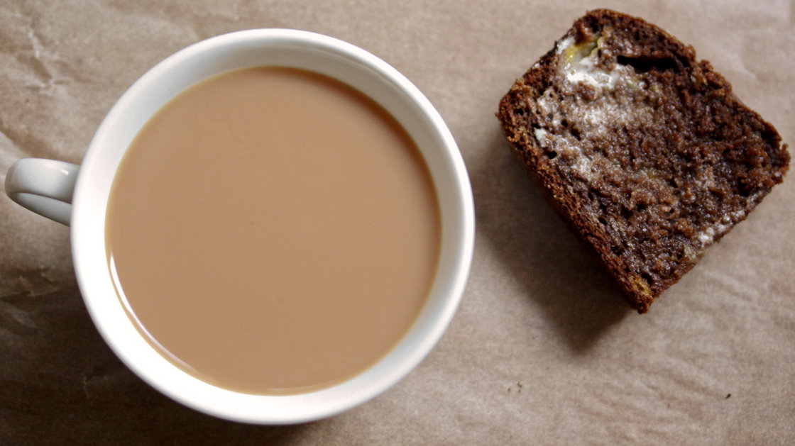 Banana-Cocoa Bread — made with homemade yogurt — is a perfect treat with coffee or tea. Photo: Nicole Spiridakis for NPR
