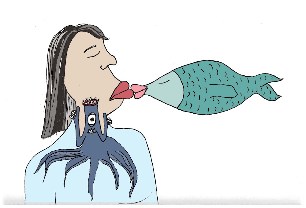 Even a sharing a kiss with someone who just ate fish is enough to unleash a vicious anaphylactic reaction. Illustration: Lila Volkas