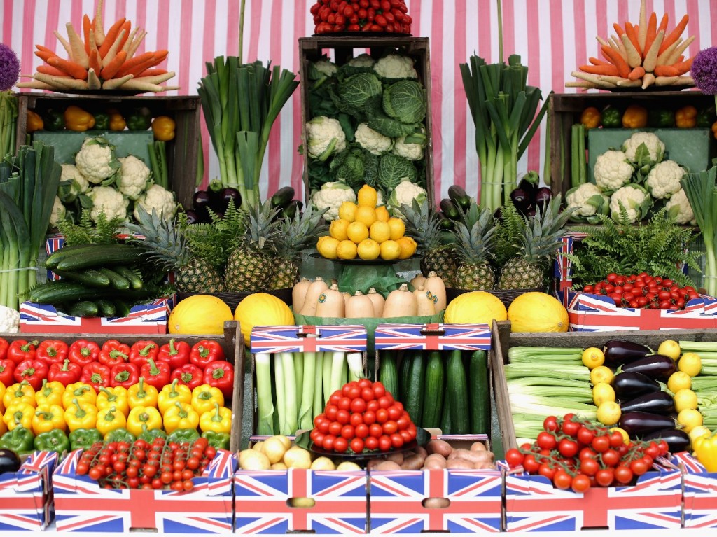 The U.K. has plenty of fresh produce available, such as these vegetables on display at a garden show in Southport, England. But these healthy options cost more in the U.K. than in any other country in Western Europe. Photo: Christopher Furlong/Getty Images