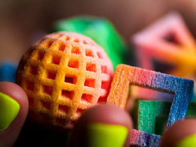 We may not be able to 3-D print an apple pie or Peking duck yet. But you can now make these rainbow sugar spheres and cubes with a $10,000 ChefJet Pro 3-D food printer. Photo: 3D Systems