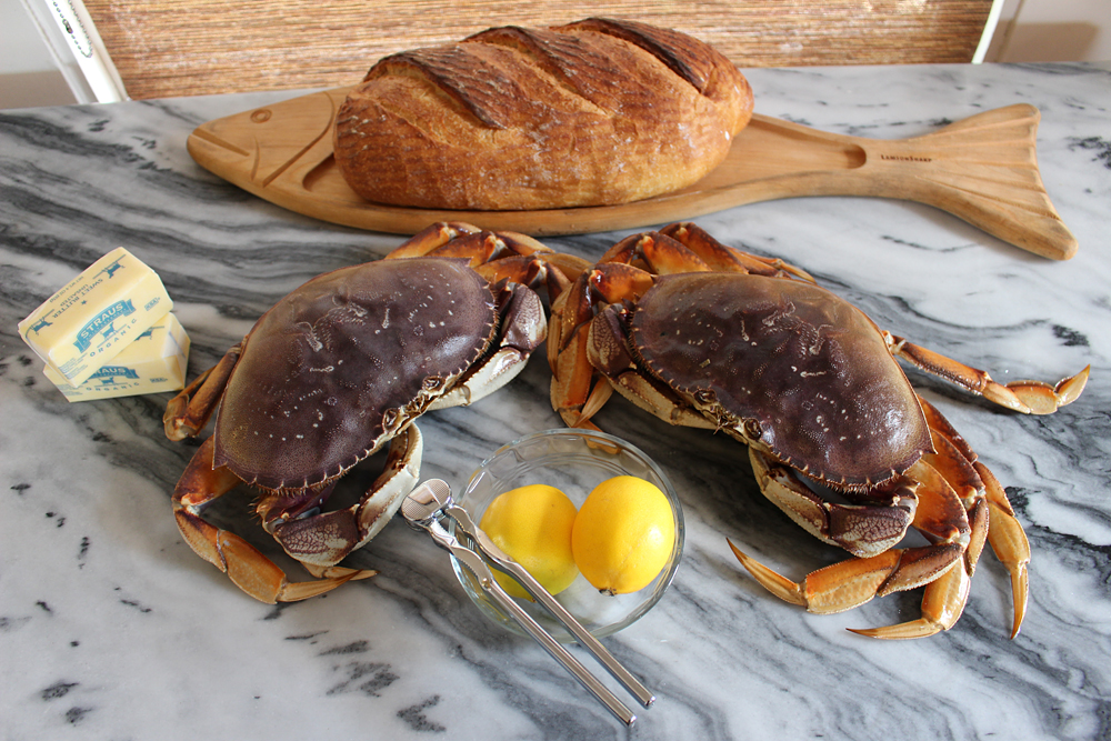 Live crab with basic ingredients for a crabfest. Photo: Wendy Goodfriend