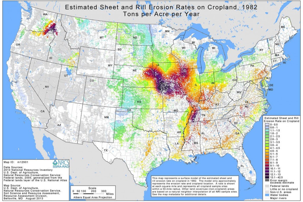 1982 Estimated Sheet and Rill Erosion on Cropland Map: U.S. Dept. of Agriculture/NRCS