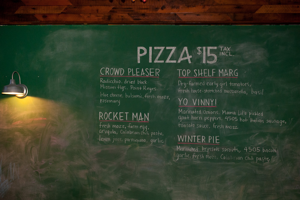 PizzaHacker chalkboard pizza menu. Photo: Naomi Fiss