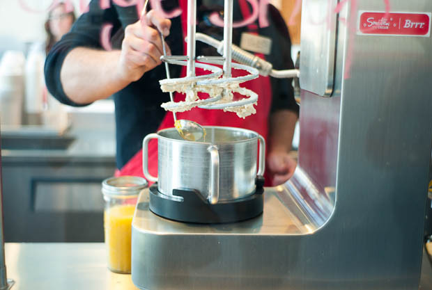 Meyer lemon ice cream getting made. Photo: Isabelle Enger