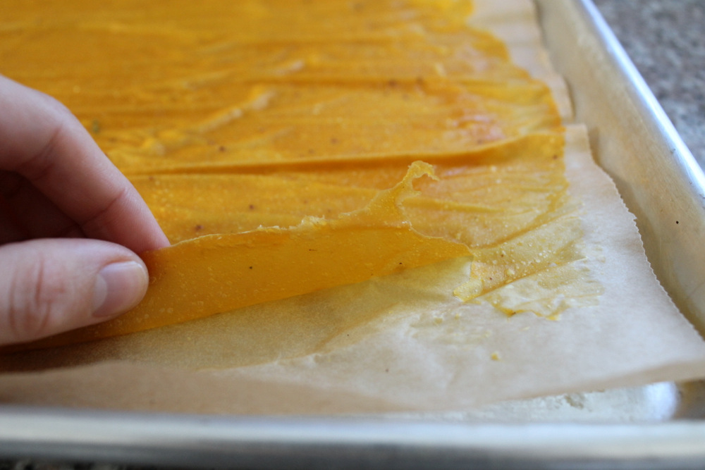 You’ll know the puree is fully dehydrated when it is no longer sticky and can be easily peeled back from the parchment paper. Photo: Kate Williams