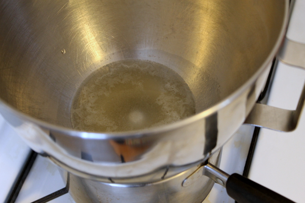 Using a double boiler to gently heat the gelatin will ensure that it fully dissolves into the soda. Photo: Kate Williams