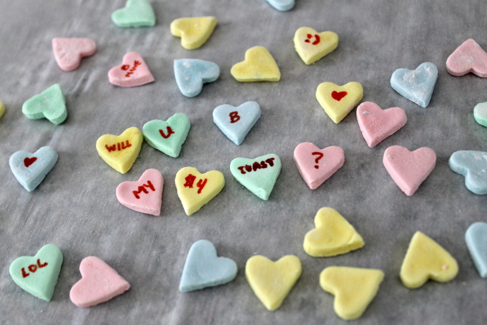 Use an edible marker to decorate the hearts with whatever message you’d like. Photo: Kate Williams