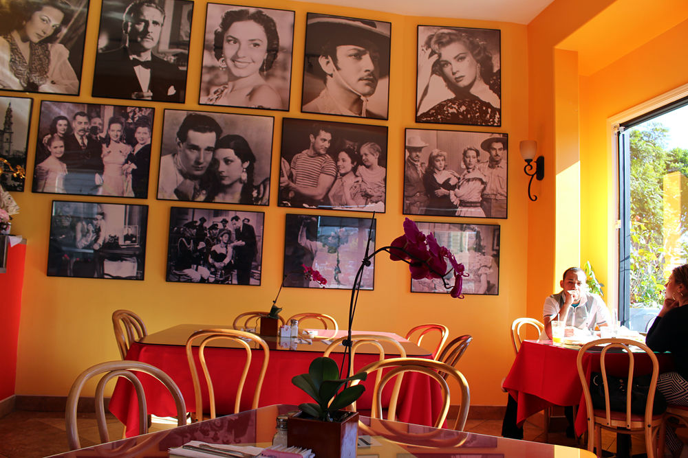 Gallardos interior includes a display of classic Mexican movie photos. Photo: Wendy Goodfriend