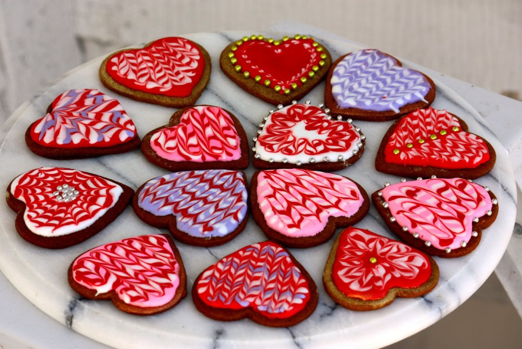 An assortment of marbled Valentine's cookies. (T. Susan Chang/NPR)