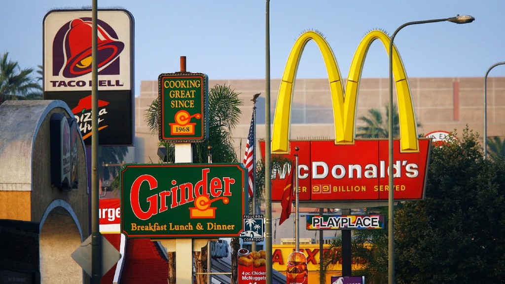 The density of fast-food joints where we live, work and commute could be a problem for our waistlines. Photo: David McNew/Getty Images