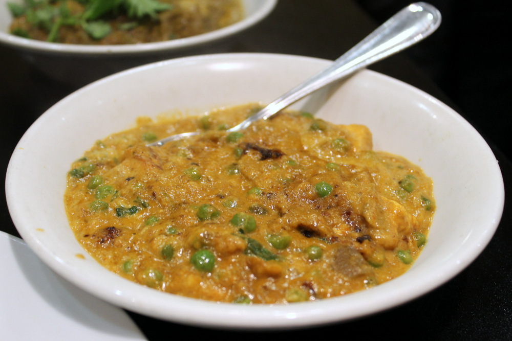 Matar paneer is a vegetable curry featuring peas and cubes of paneer cheese. Photo: Kate Williams
