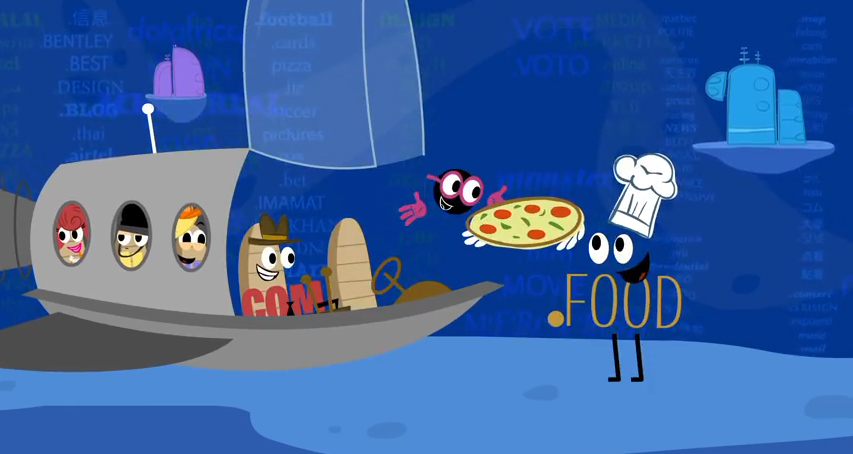 Pizza.food delivery from ICANN's video New gTLDs: The Dot has new friends!