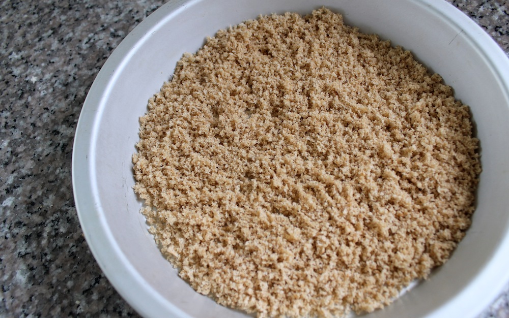Toasting the whole wheat crumbs is essential to ensuring the nutritious texture of the dish. Photo: Kate Williams