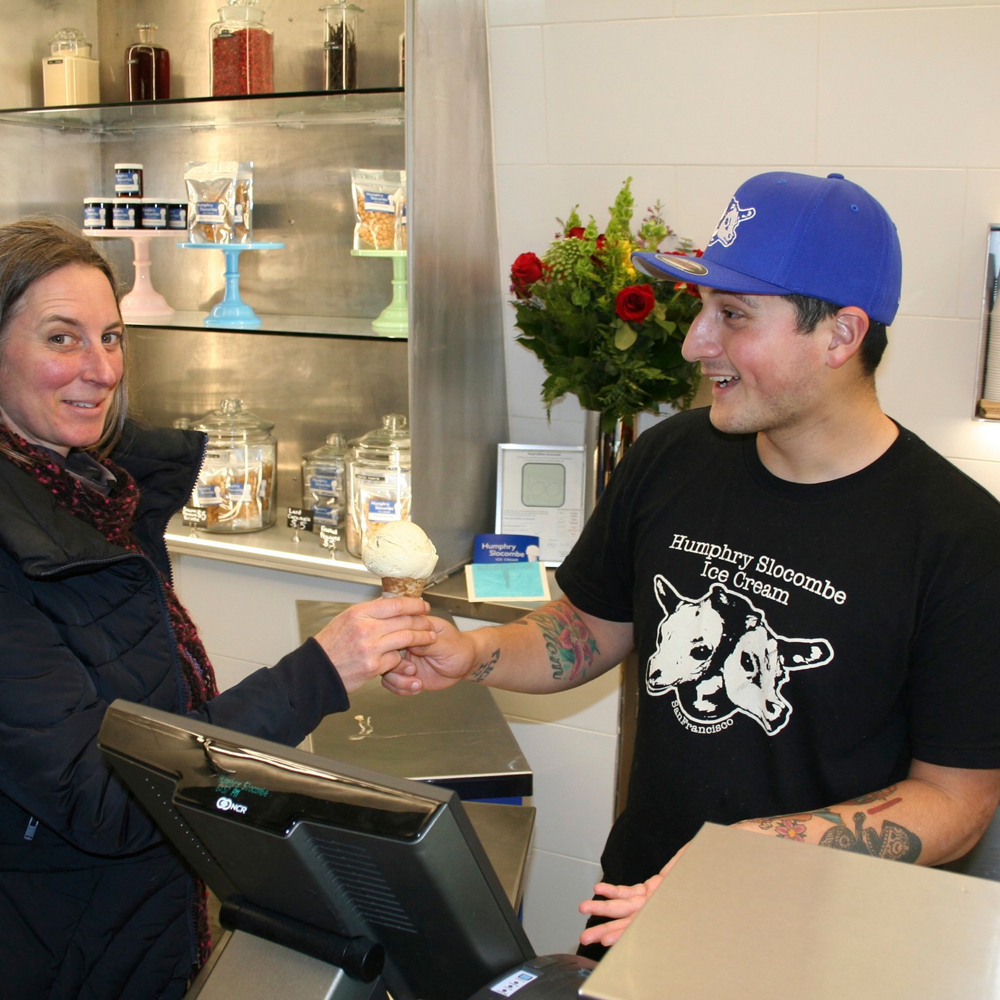 Ice cream service at the new Humphry Slocombe shop at the SF Ferry Building. Photo: Sean Vahey, Humphry Slocombe