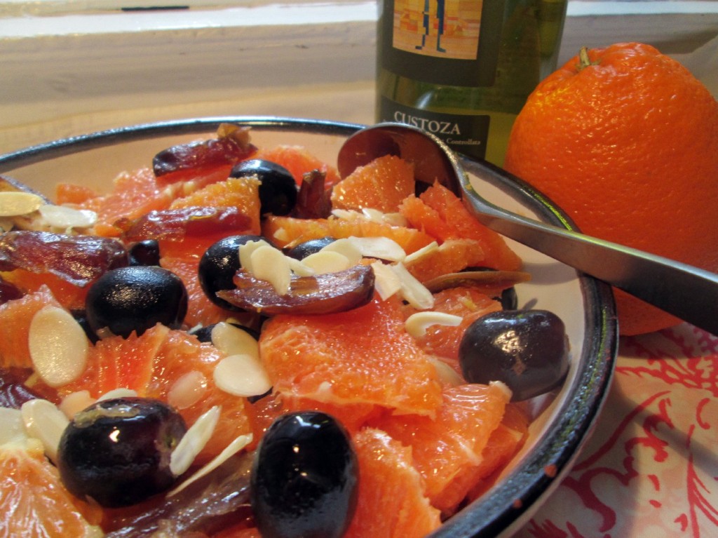 Macerated Oranges, Medjool Dates And Grapes with Slivered Almonds. Photo: Laura B. Weiss/NPR