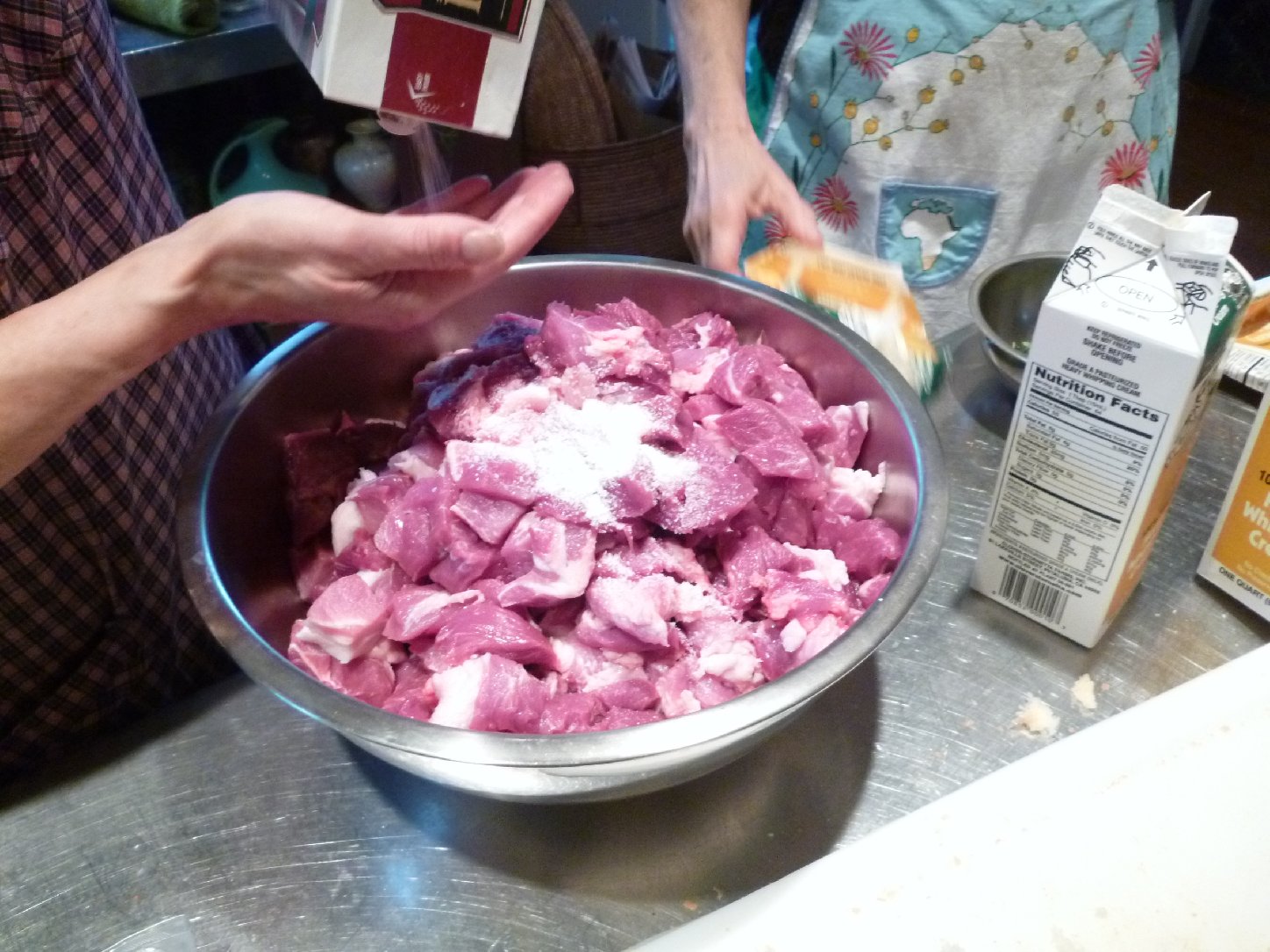 Salting the meat. Photo: Stephanie Rosenbaum