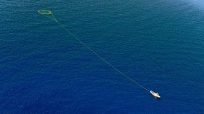 A tuna fishing boat drags a cage of nets on the Mediterranean sea in 2010. (The Mediterranean is not considered to be part of the "high seas.") Photo: Andreas Solaro/AFP/Getty Images