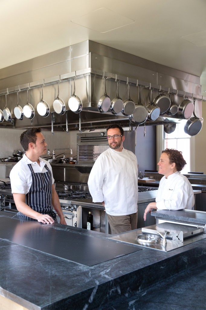 Chefs Reylon Agustin, Robbie Lewis and Traci Des Jardins inside The Commissary Kitchen. Photo: Aubrie Pick