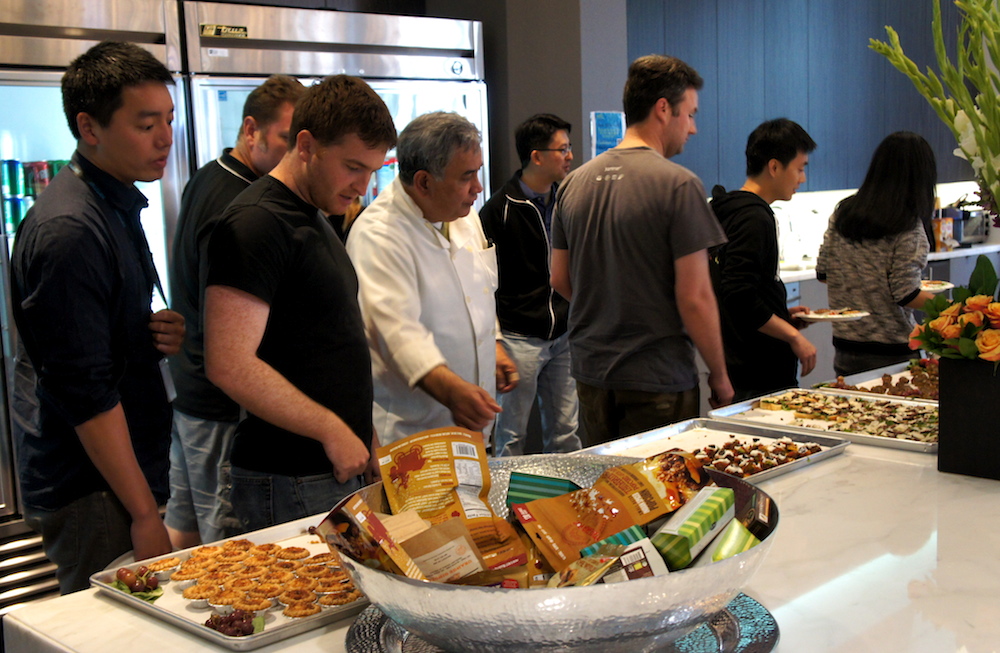 Al Leddy explains the snacks his CHEFS students made for Yammer employees. Credit: Angela Johnston
