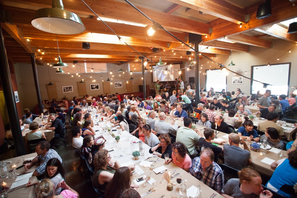 Cyclists Dining at the 2014 Chris King Portland Gourmet Century