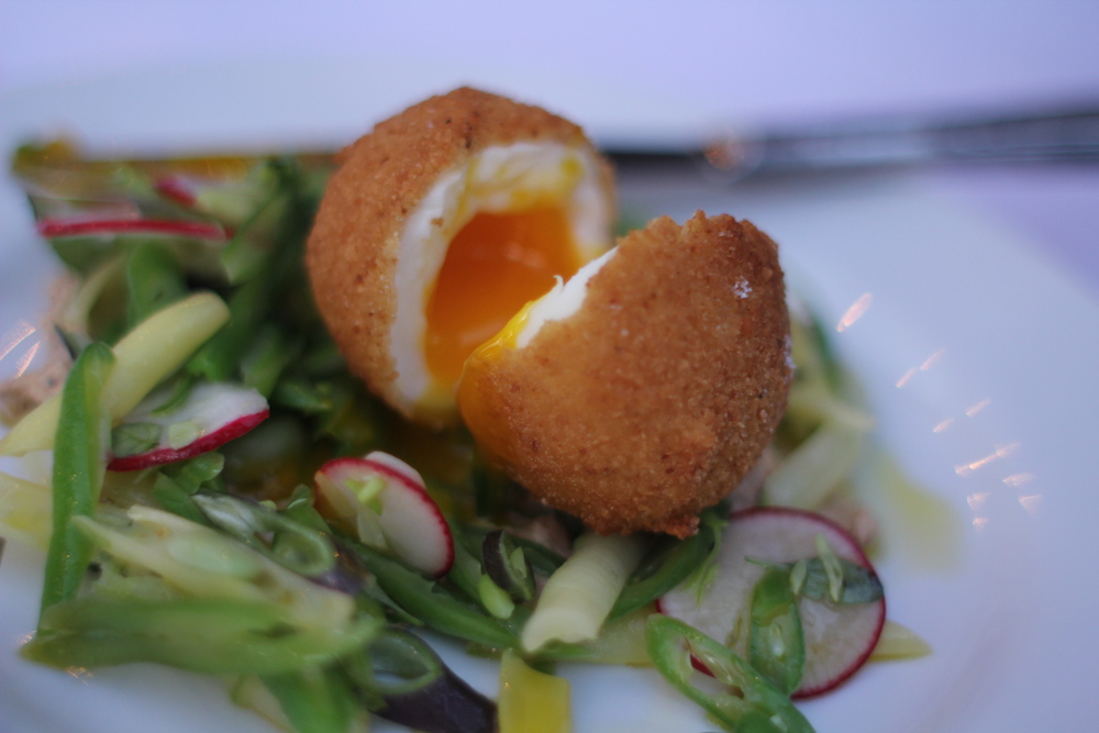 A three bean salad with a fried egg from the chickens on the farm. Photo: Angela Johnston