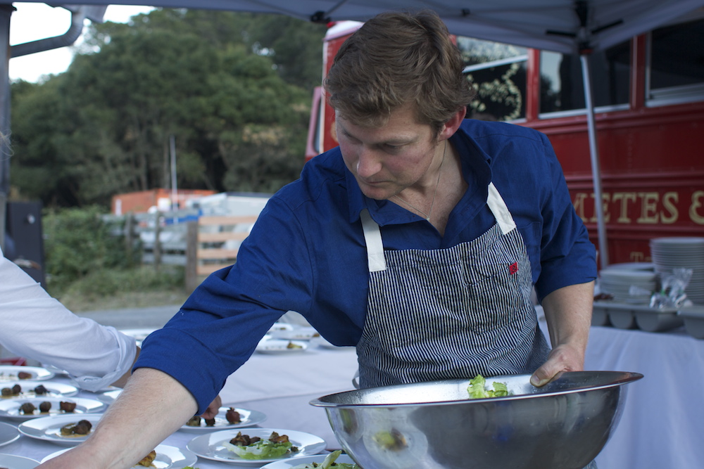 Heath Thomson prepares the second course of the night for Metes and Bounds. Photo: Angela Johnston