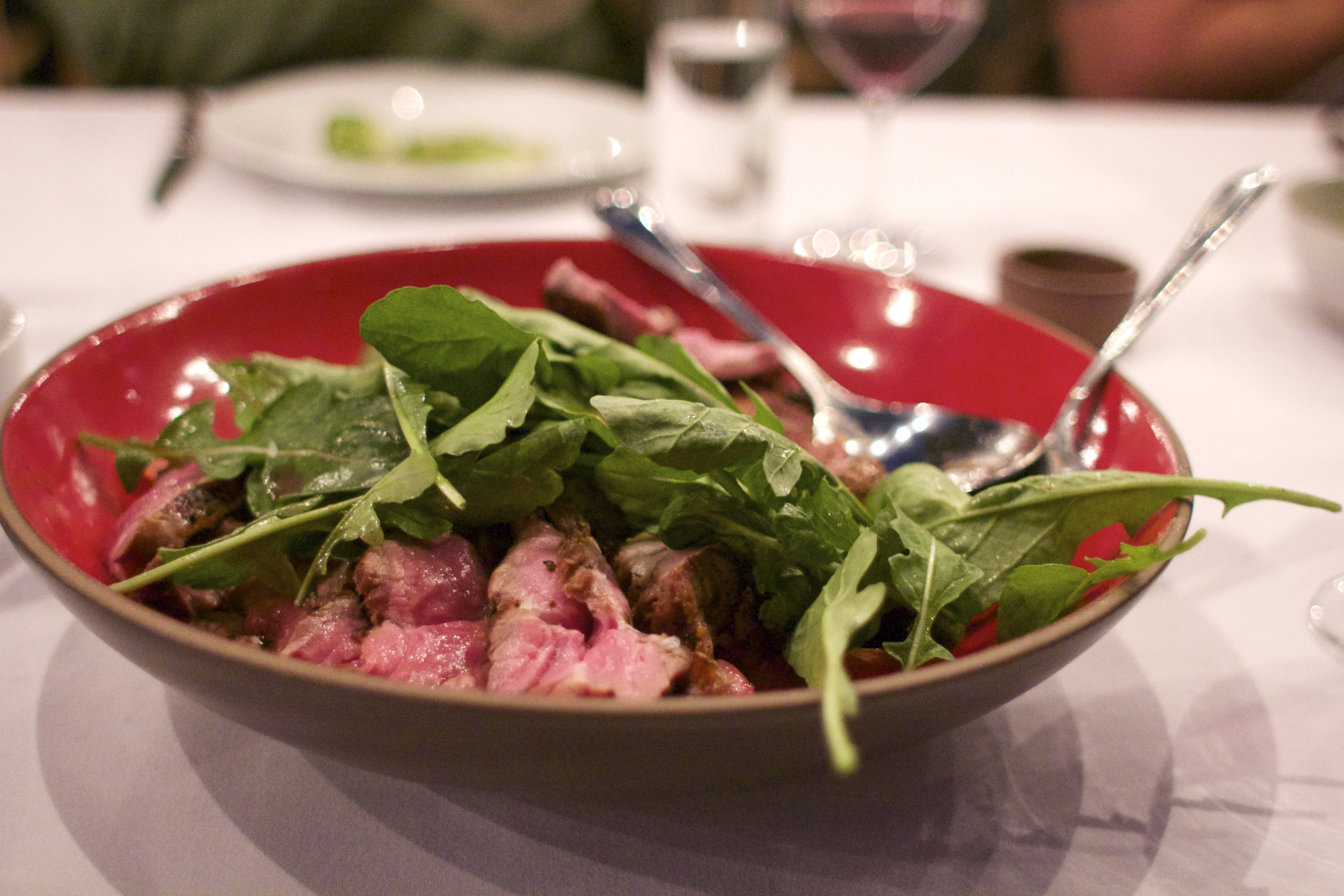 The main course was served family style and also featured the famous lamb number five. Photo: Angela Johnston