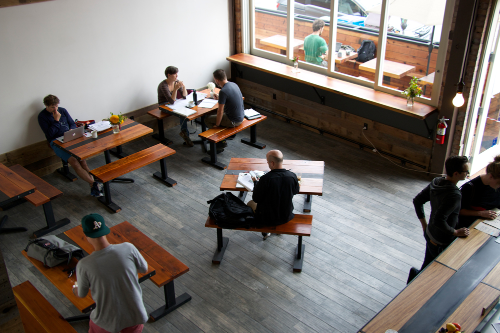 View of the main café space from the upstairs loft. Photo: Kim Westerman