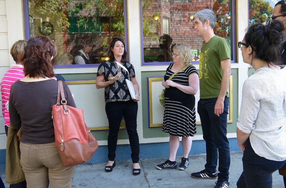 Lisa Rogovin of Edible Excursions relates the history of chocolate. photo: Lila Volkas
