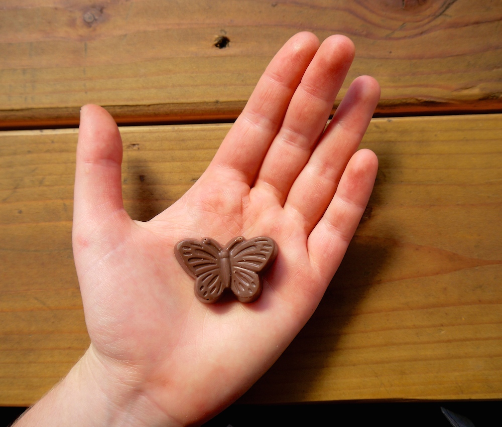 Charles Chocolates' peanut butter ganache butterfly. photo: Lila Volkas.