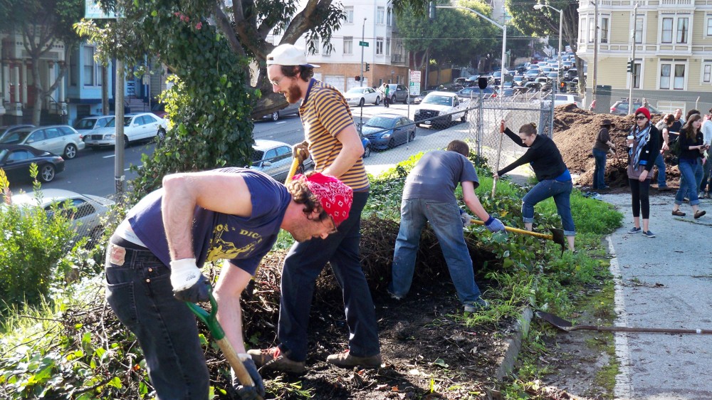 Urban farmers turning a vacant lot into a garden plot in San Francisco's Hayes Valley. Photo: Chris Martin/Flickr