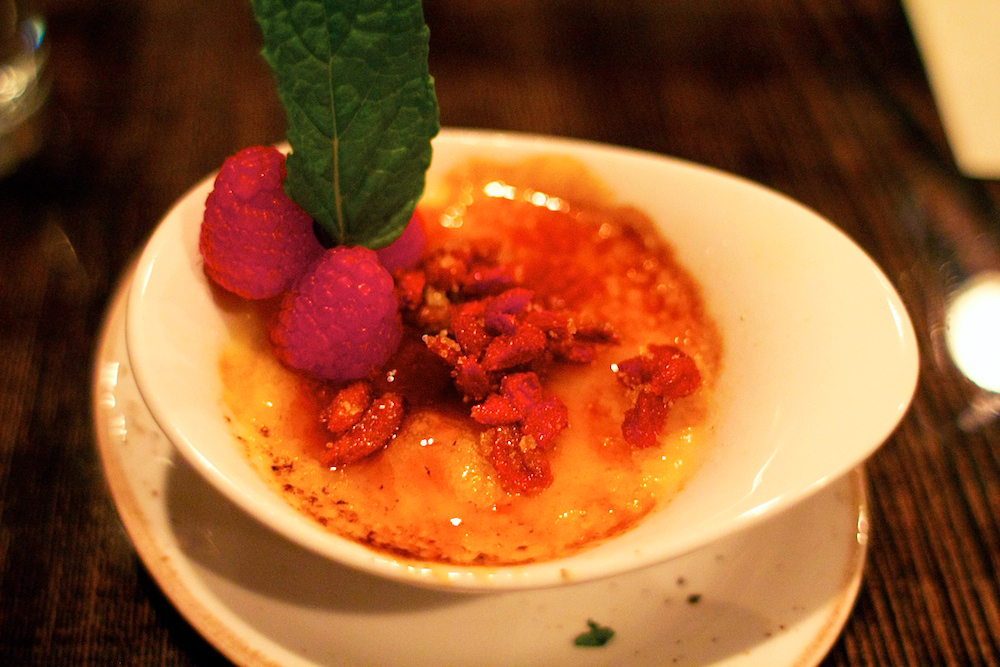 The goji berry crème brûlée is a nice way to top off an evening of eating well for a good cause.