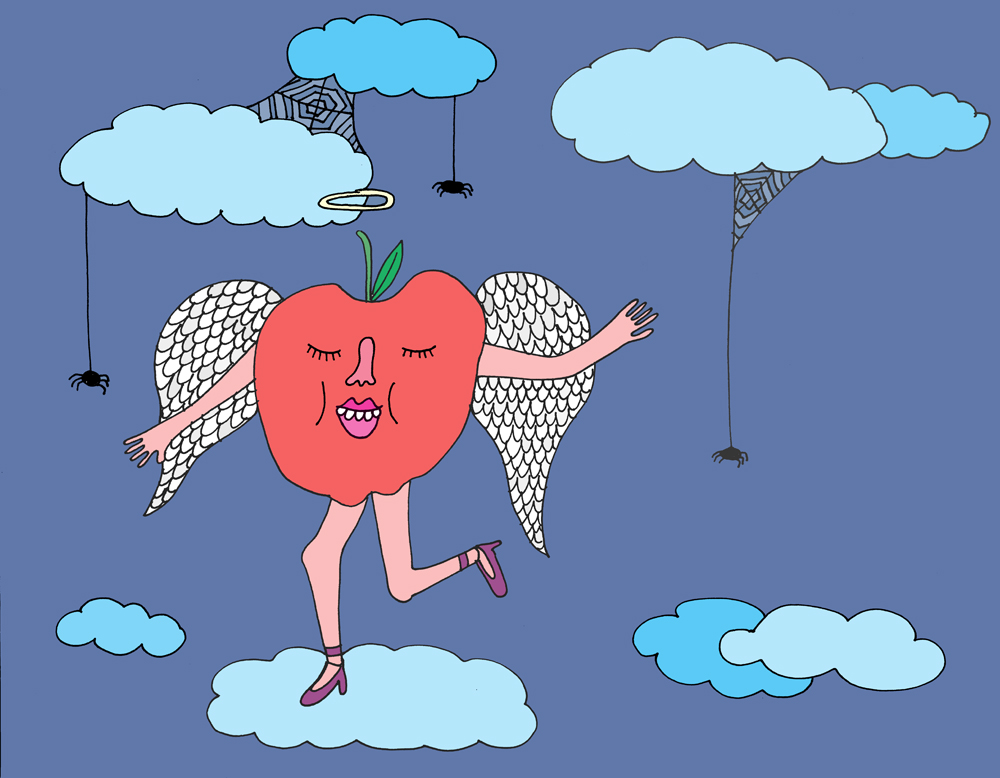Myth: Apples played an innocent role in Halloweens gone-by. Illustration by Lila Volkas