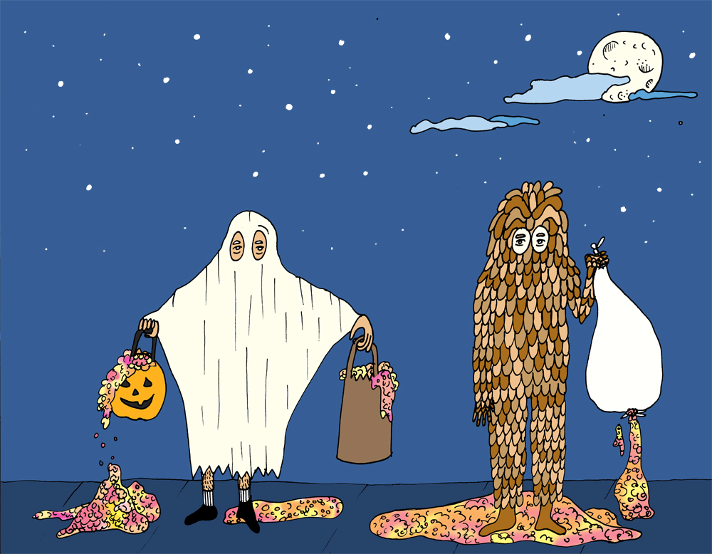 Myth: Halloween has always been synonymous with mass quantities of candy. Illustration by Lila Volkas