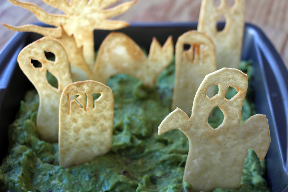 Guacamole Graveyard with Tortilla Gravestones and Ghosts. Photo: Wendy Goodfriend