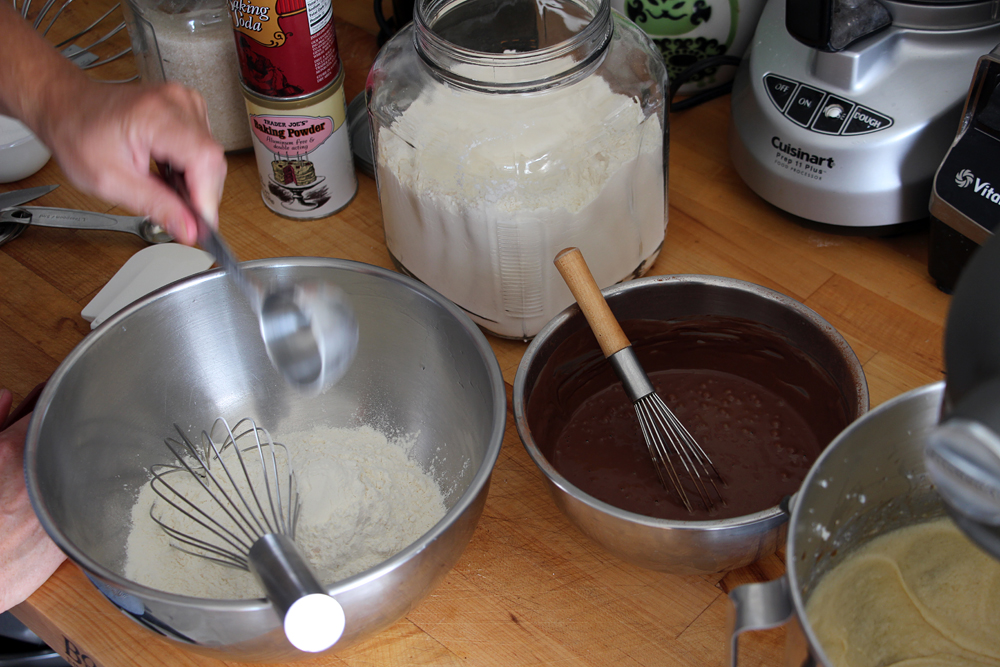 In a bowl, whisk together the cocoa and boiling water until smooth. Whisk in the buttermilk. In another bowl, sift together the flour, and baking soda. Photo: Wendy Goodfriend