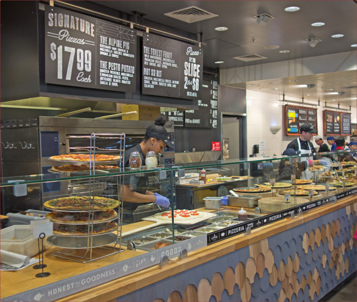 The pizza bar at the newly opened Whole Foods in West Berkeley. Photo: Neil Mishalov