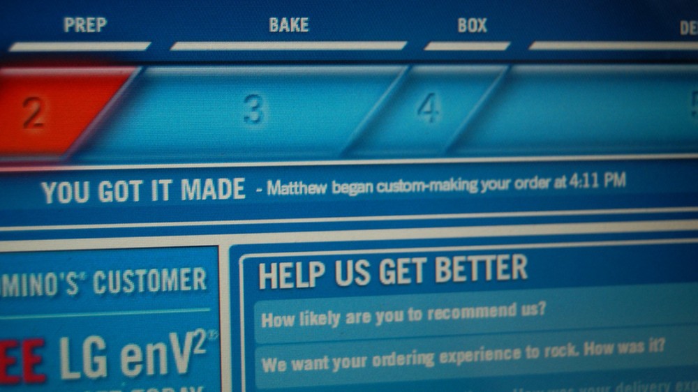 A close-up look at the Domino's Pizza Tracker, which updates customers on their pizza's status in real time.  Photo: Flickr