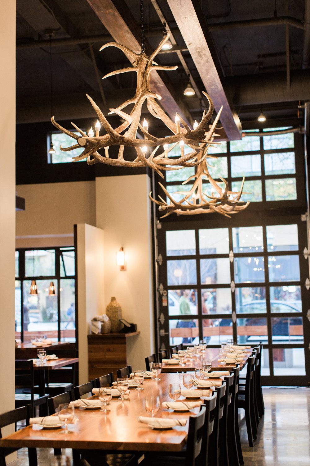 This modern, sit-down restaurant features rustic, fresh cuisine and several communal tables. Photo: Nicole Nelson