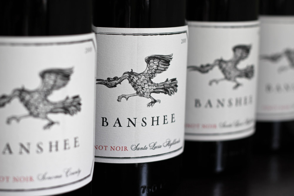 The eye-grabbing Banshee label was named after one of the founder's dogs, who likes to run around in crazy circles. Photo: Banshee Wines